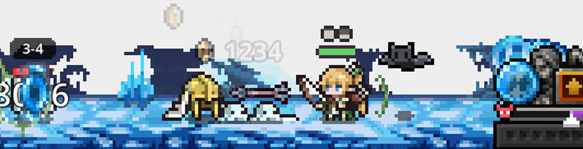 Taskj Bar Hero's Ranger classes fighting her way through an icy level with a bow and arrow.