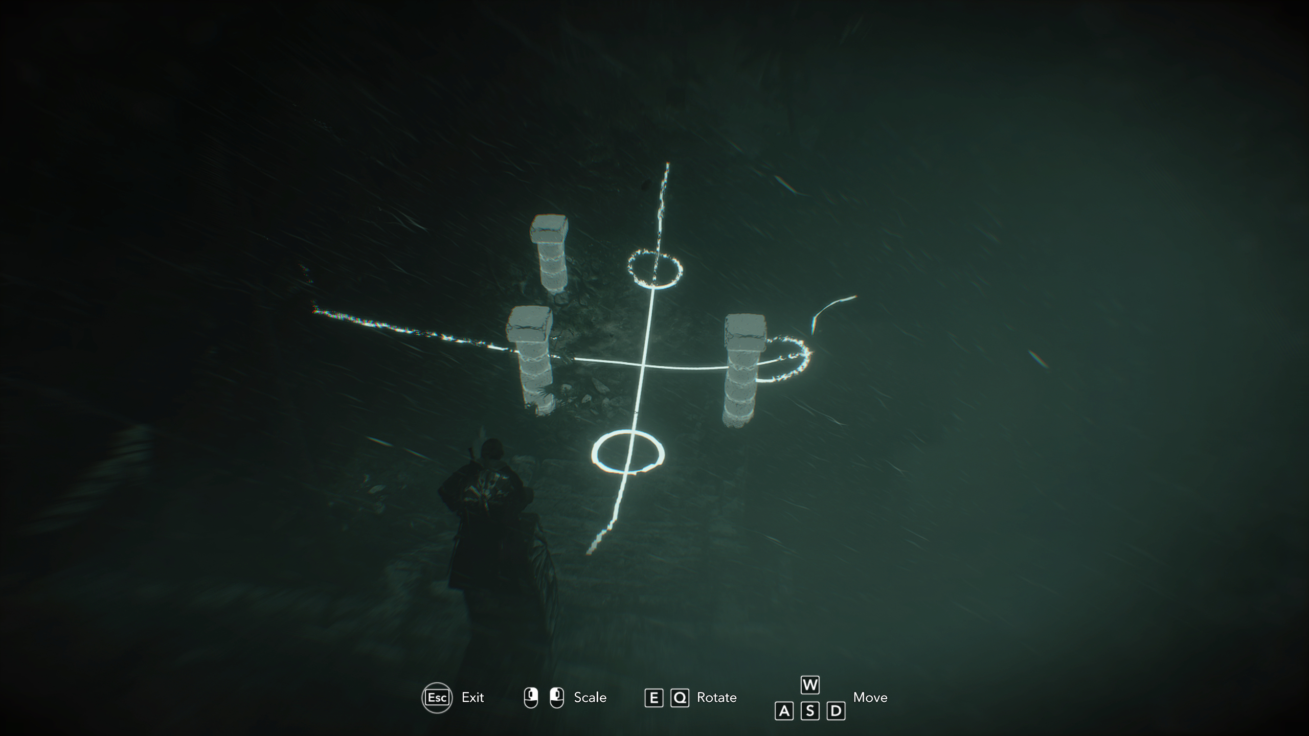 Black Flag Mayan stones: Edward crouched on top of the stele solving the puzzle in the ruins below.