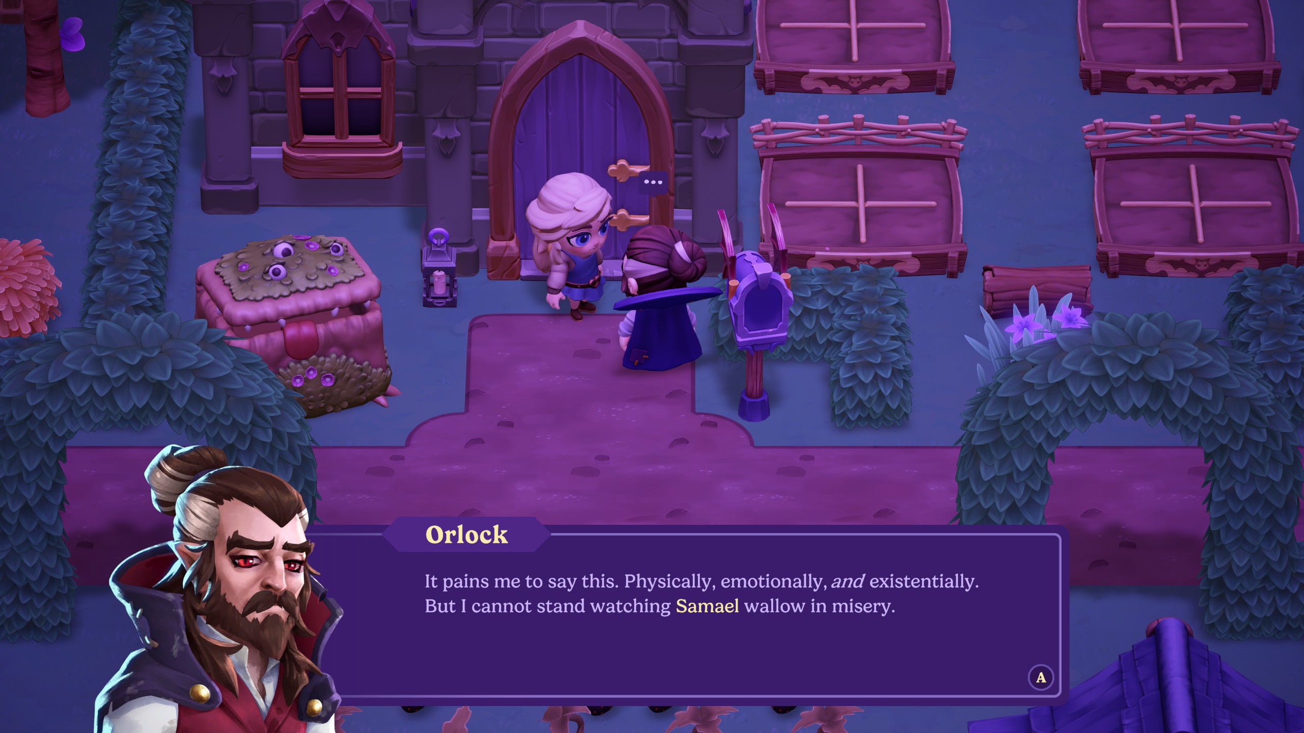 Moonlight Peaks - Orlock says he cannot bear to watch Samael wallow in misery.