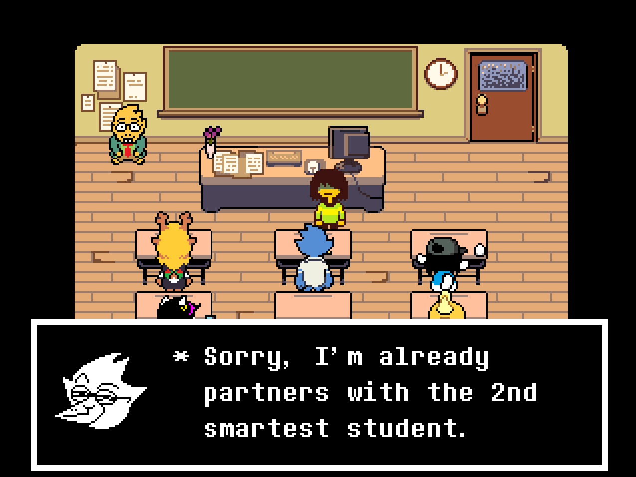 "Sorry, I'm already partners with the 2nd smartest student."