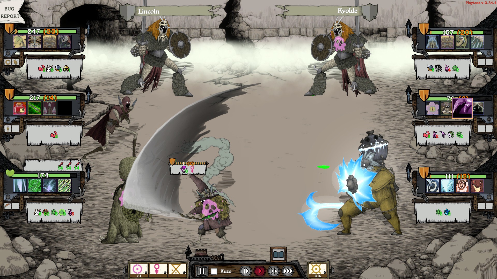 Homunculi squads duel in Flask.