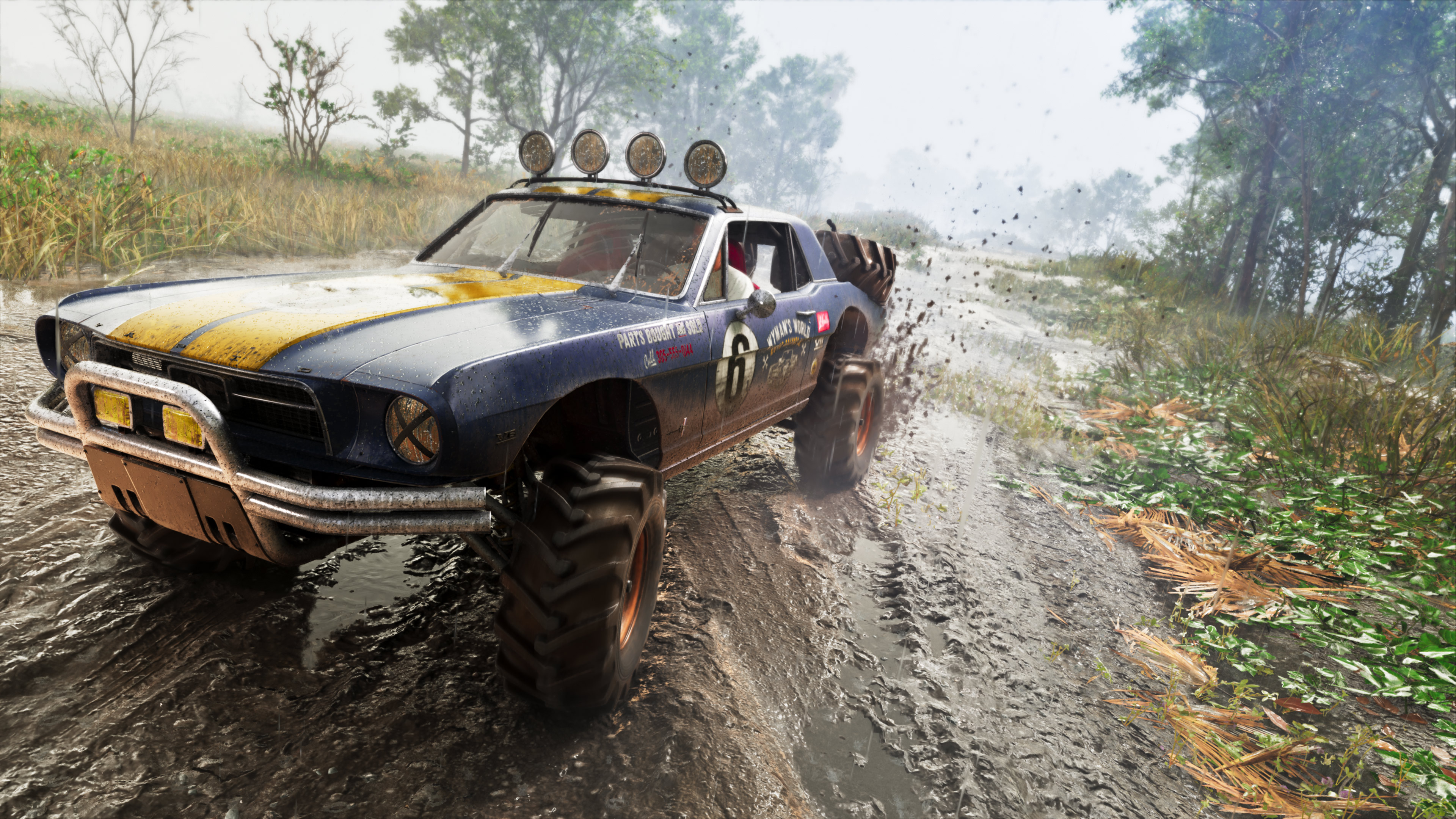 GTA 6 cars: The Vapid Buggy driving down a muddy road.