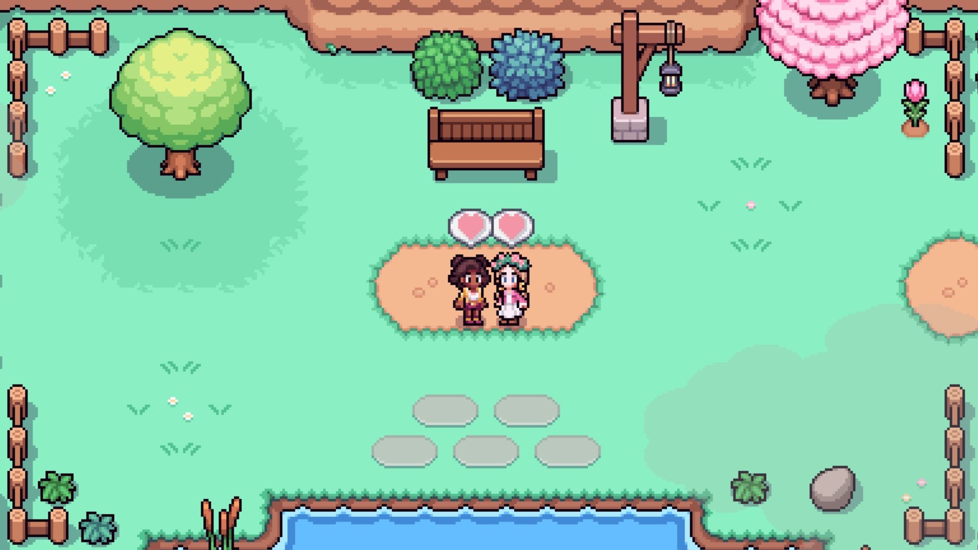 Fields of Mistria - Reina and the player go on a date together to the park