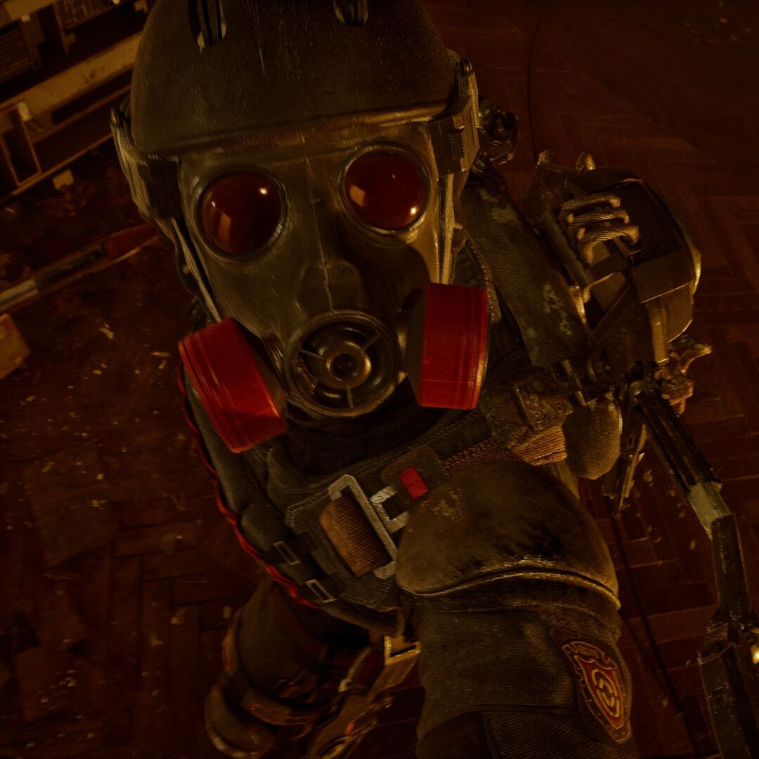 Stalker 2: Cost of Hope DLC - A Stalker wearing a gas mask and looking up
