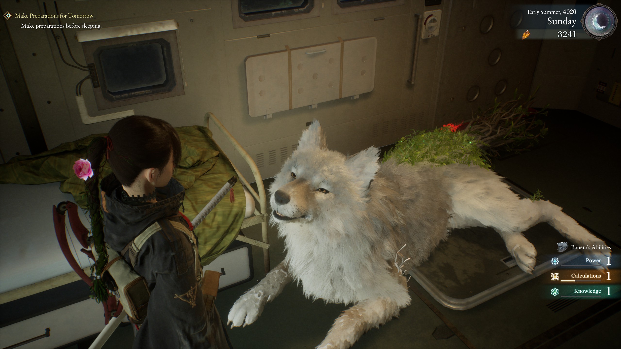 A woman looks at a dog
