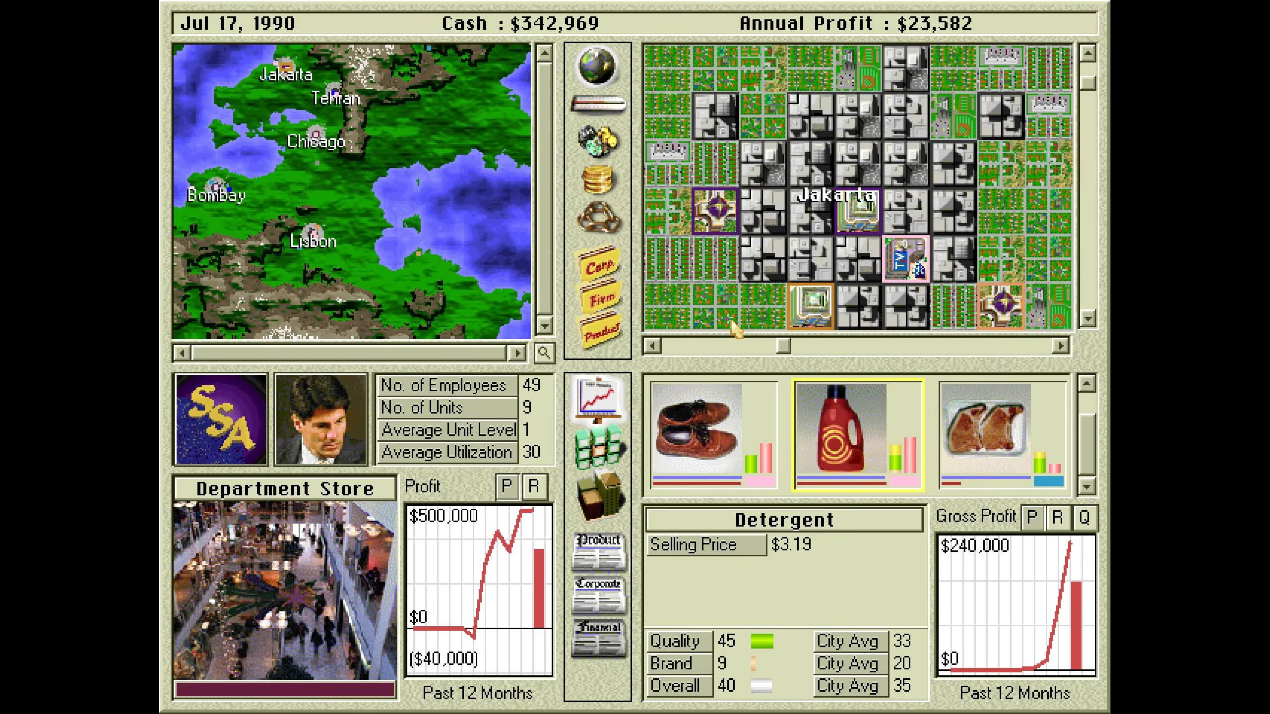 Stats, graphs, and a lot of UI in Capitalism Plus.
