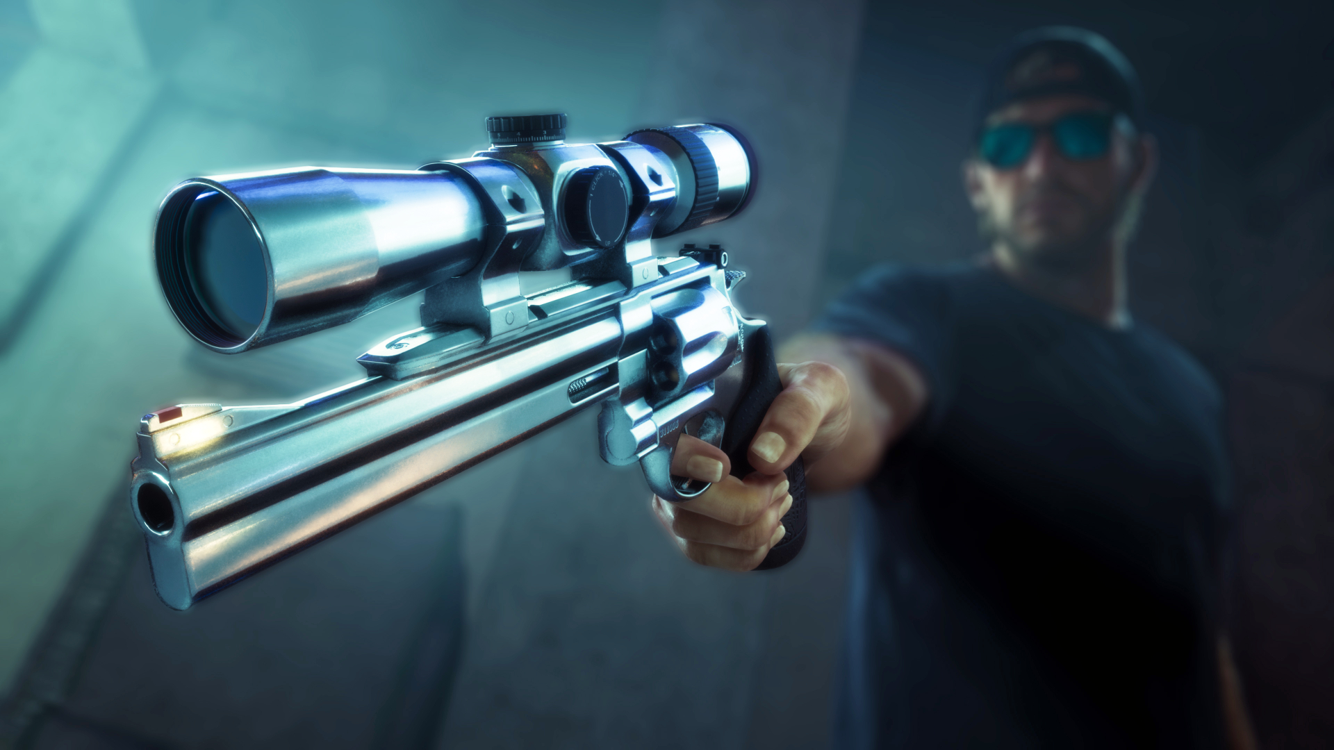 GTA 6 weapons: Jason holding his modifier Morgan revolver, aiming downwards.