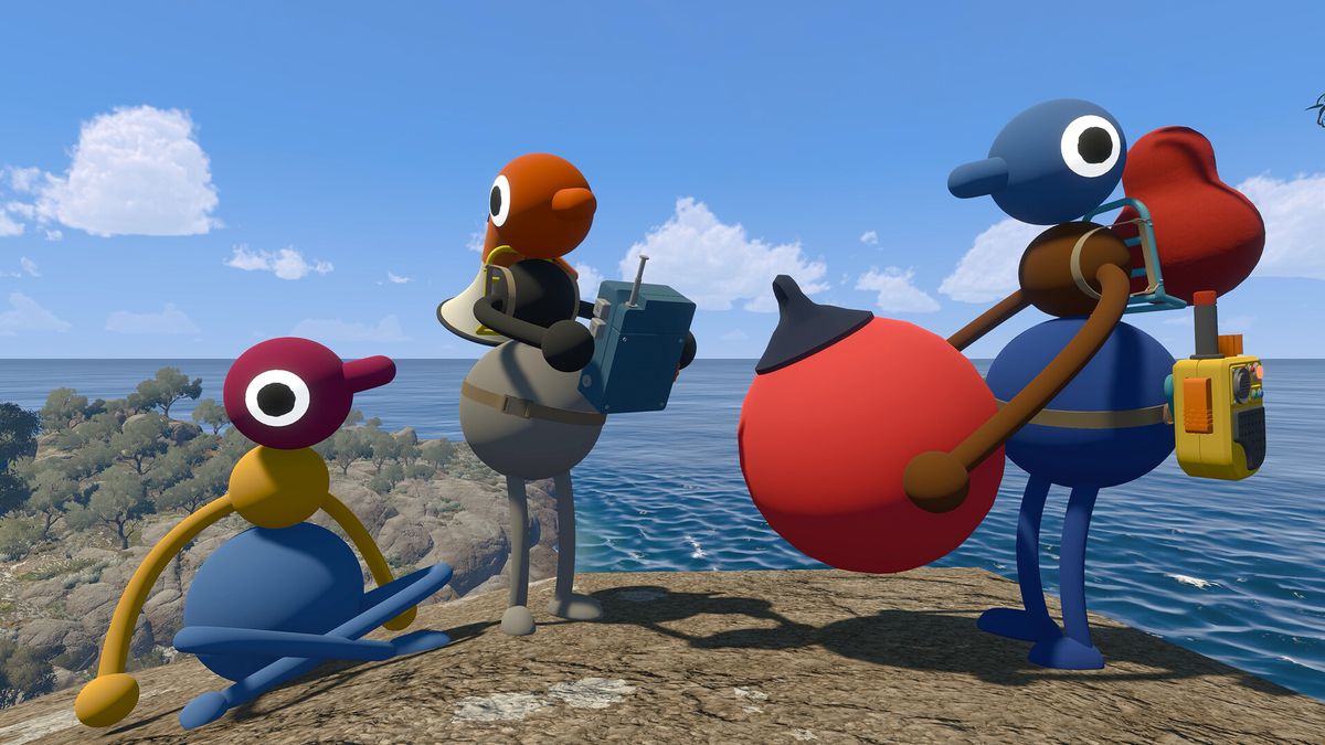 Co-op players holding items in Big Walk
