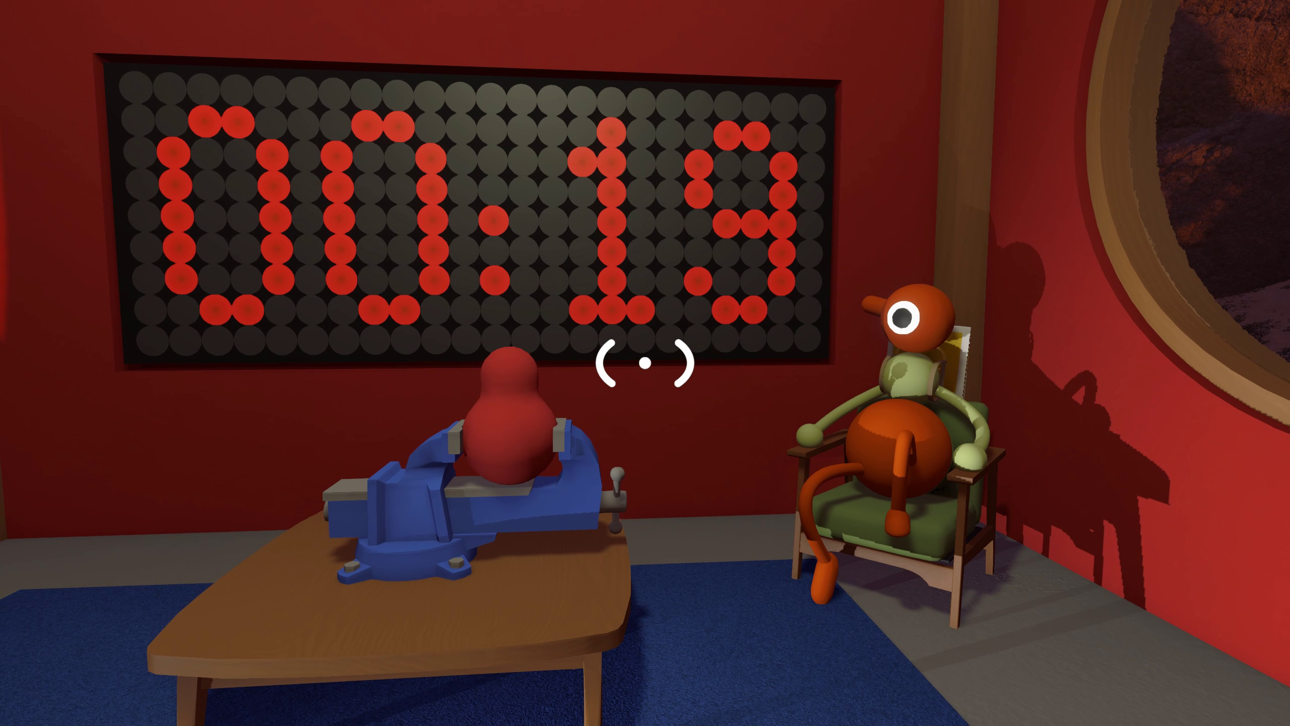 Player sitting while looking at a timer on the wall displaying 00:19