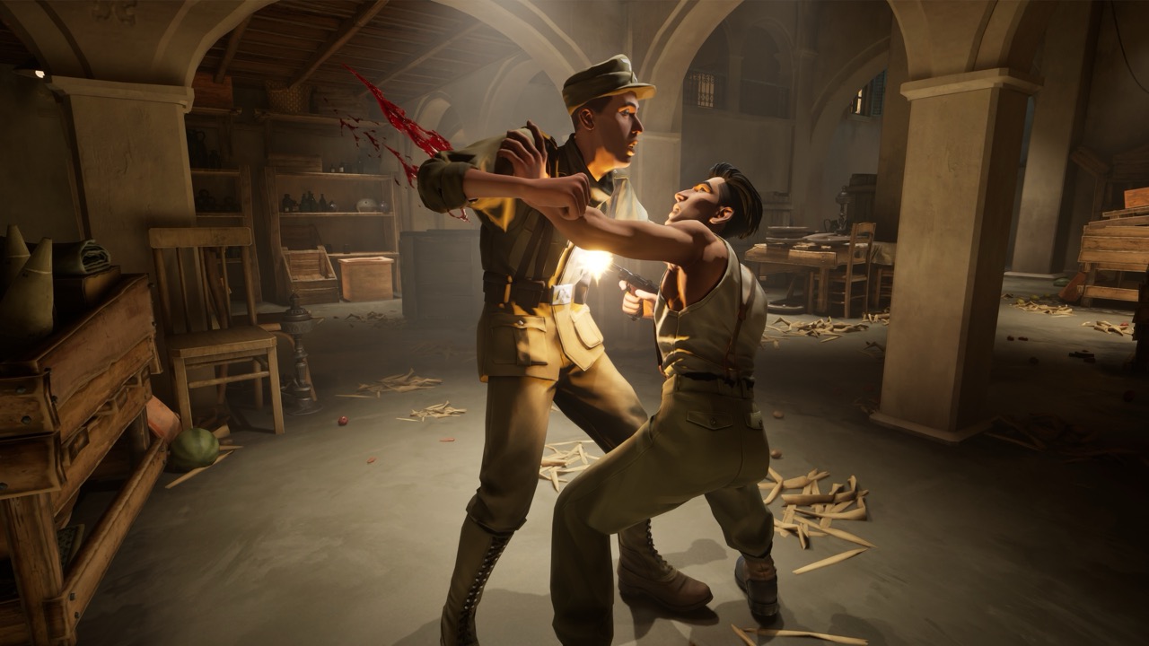 Vano kills a Nazi with a gun.