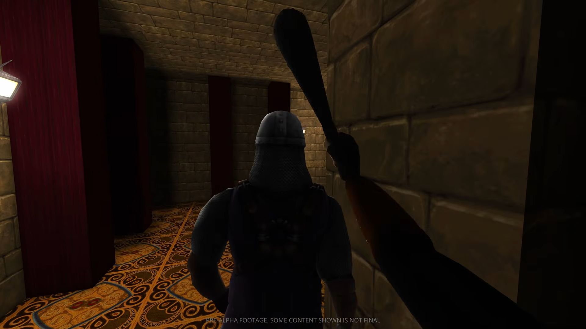 Bringing a club down on a helmeted guard's head from behind