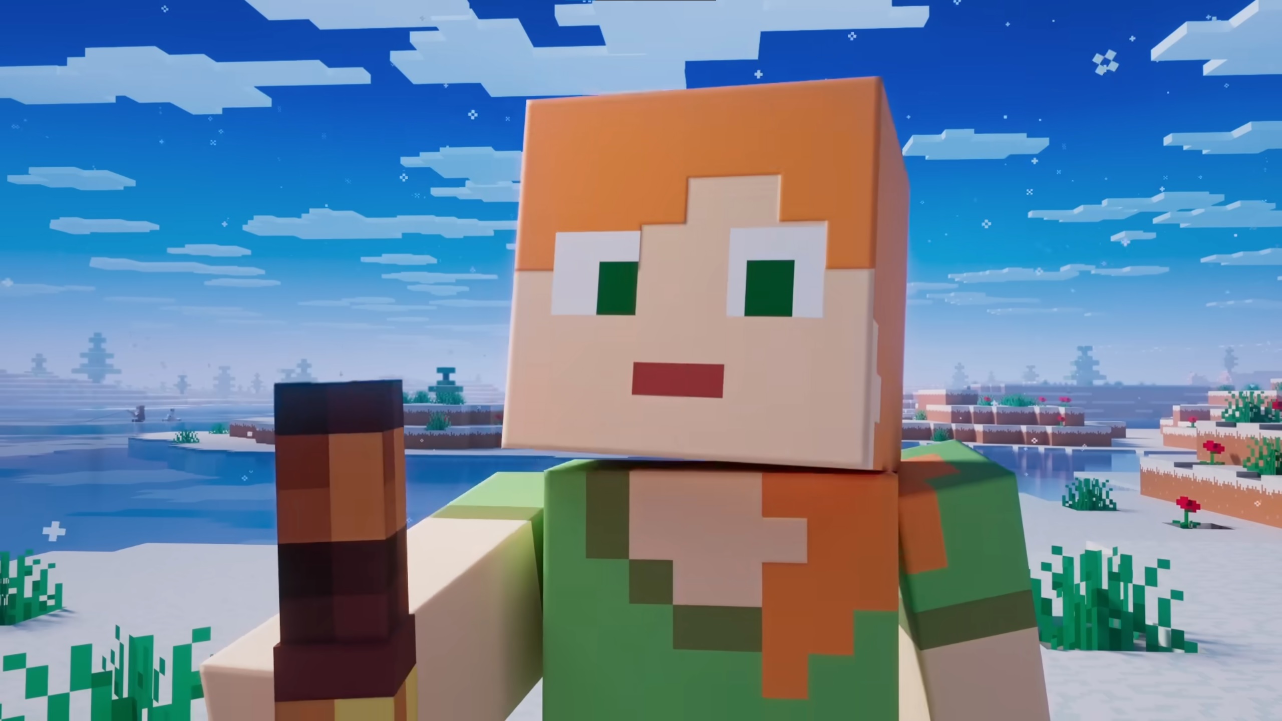 Minecraft - Alex holds a telescope