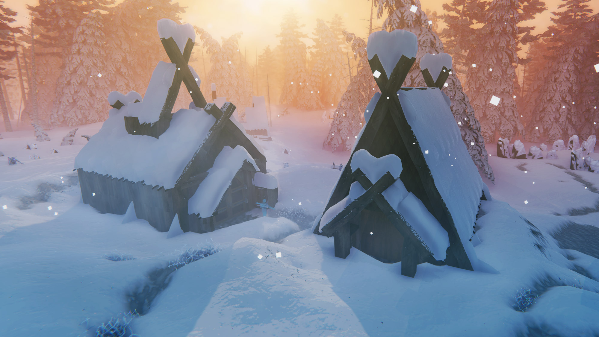 Valheim - Deep North village covered in snow